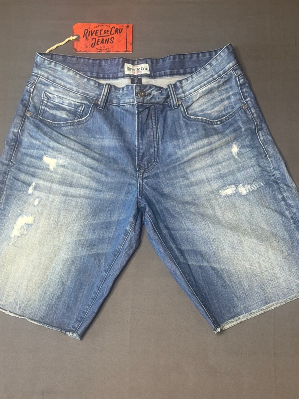 Rivet De Cru Distressed Blue Denim Men’s Shorts
